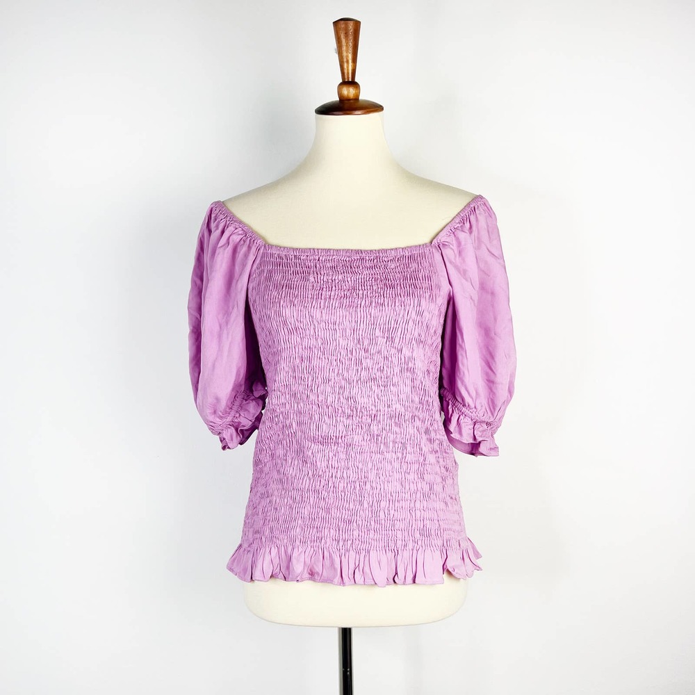 Aware by Vero Moda lavender purple top smocked puff sleeve shirt Size Medium